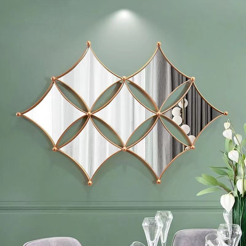 Emerald & Gold Geometric Wall Mirror