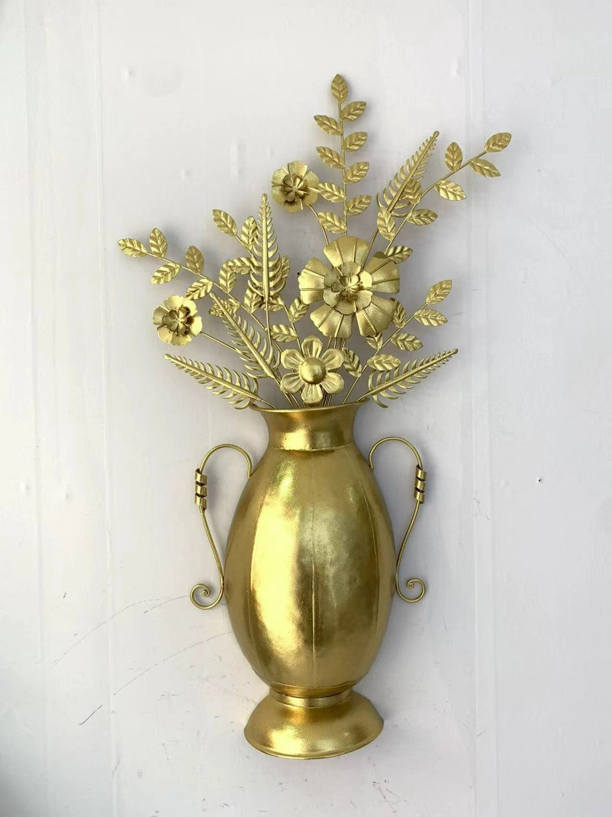 Gold Floral Vase Wall Decor - Fern