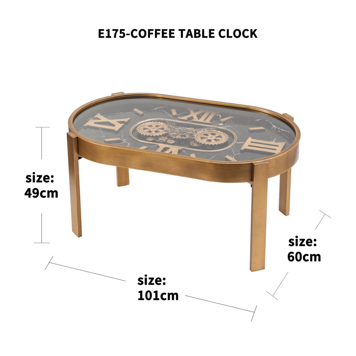 Antique Gold Clock Coffee Table