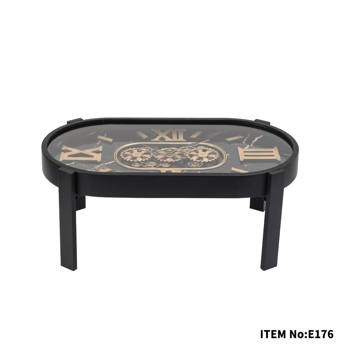 Black Oval Clock Coffee Table