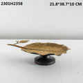 Gold Feather Decorative Pedestal Dish