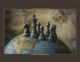 Chess on Globe Wall Art